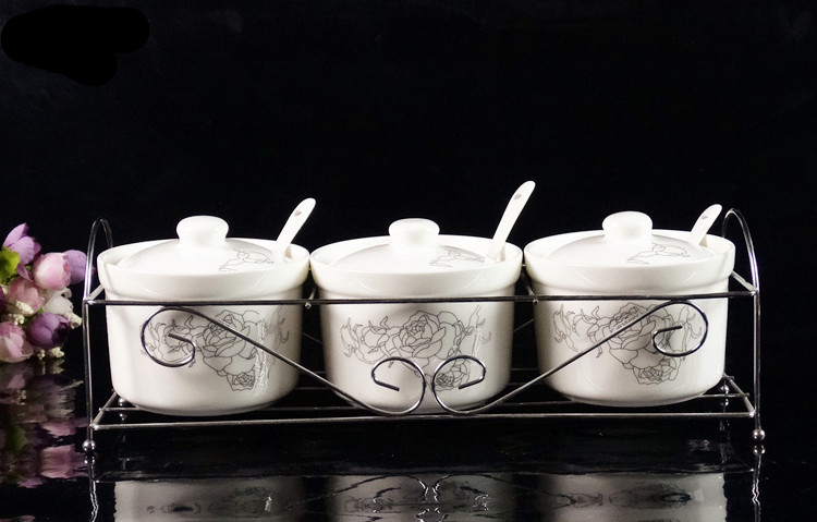 Bộ hũ đựng gia vị bằng sứ